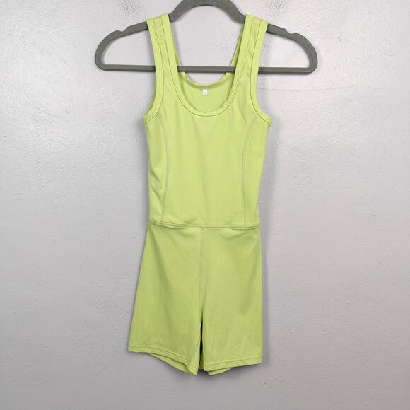 Set Active Sportbody Shortysuit Womens Small Yellow Highlighter Romper One Piece - Picture 1 of 4